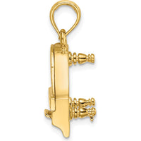 14K Yellow Gold 3D Grand Piano Charm with Movable Top by Oro Pregiato
