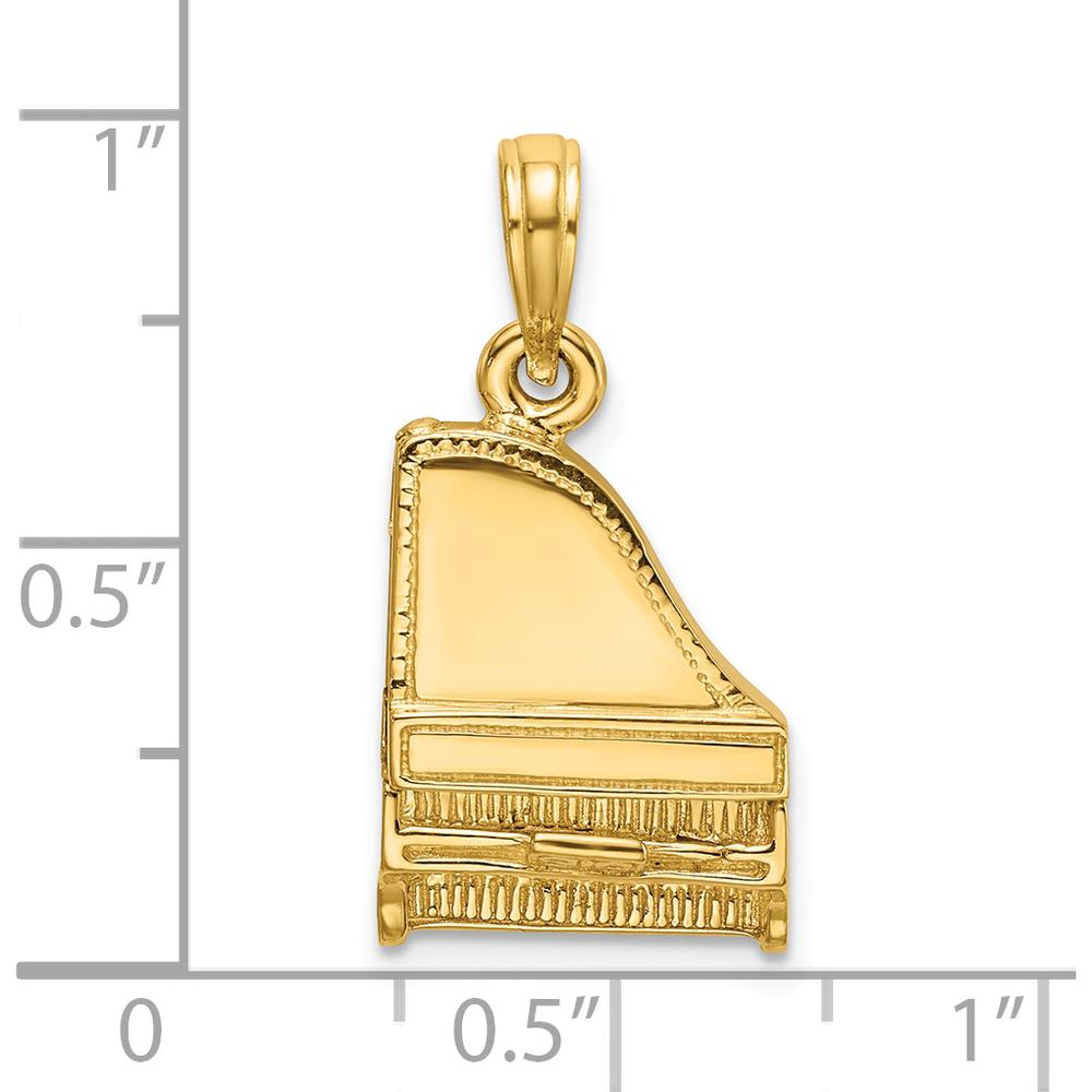 14K Yellow Gold 3D Grand Piano Charm with Movable Top by Oro Pregiato
