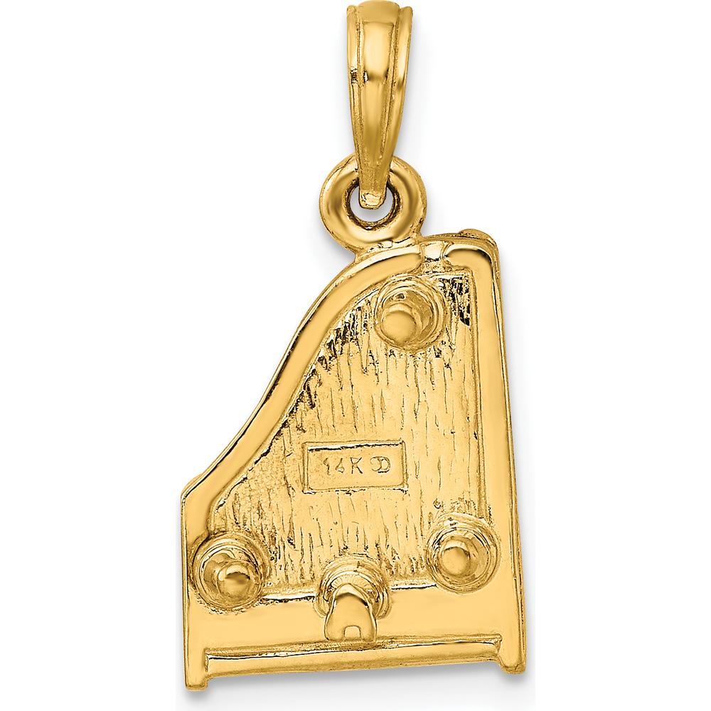 14K Yellow Gold 3D Grand Piano Charm with Movable Top by Oro Pregiato