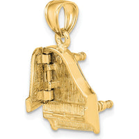 14K Yellow Gold 3D Grand Piano Charm with Movable Top by Oro Pregiato