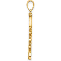 14K Yellow Gold 3D Green Enamel Fish Bone Charm Pendant - 26.9mm Length by Oro Pregiato