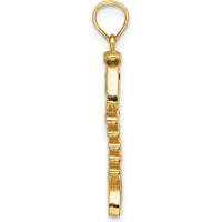 14K Yellow Gold 3D Green Enamel Fish Bone Charm Pendant with Black Eye Accent by Oro Pregiato