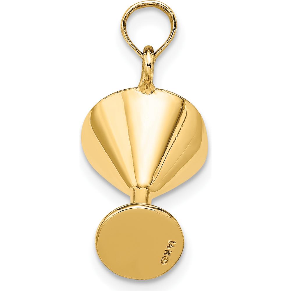 14K Yellow Gold 3D Green Enamel Martini with Red Cherry Charm - Fun Cocktail Pendant by Oro Pregiato