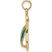 14K Yellow Gold 3D Green Enameled Flip-Flop Pendant Charm by Oro Pregiato