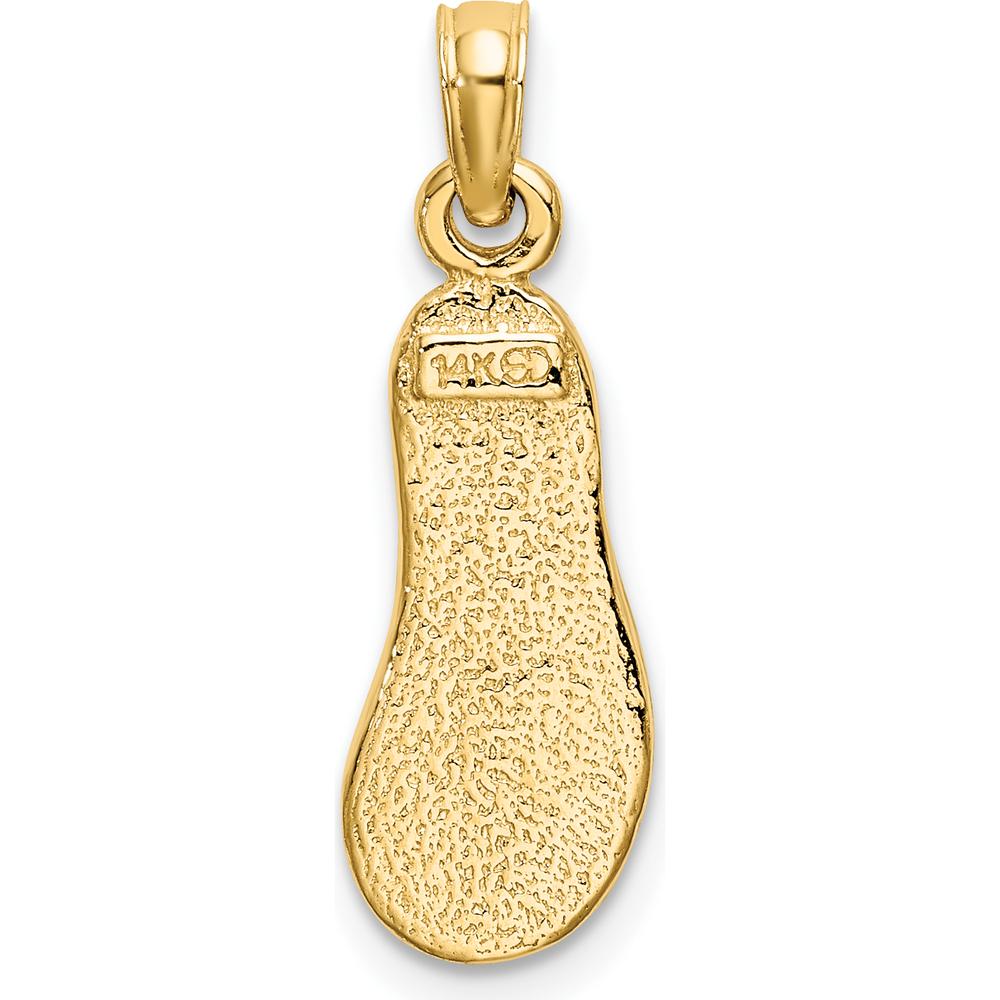 14K Yellow Gold 3D Green Enameled Flip-Flop Pendant Charm by Oro Pregiato