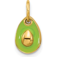 14K Yellow Gold 3D Green Epoxy Avocado Charm - 16mm Length by Oro Pregiato