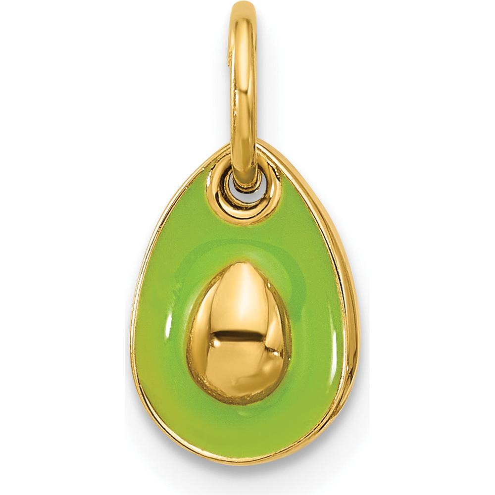 14K Yellow Gold 3D Green Epoxy Avocado Charm - 16mm Length by Oro Pregiato