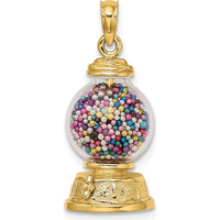 14K Yellow Gold 3D Gumball Machine Pendant with Moveable Multi-Colored Beads by Oro Pregiato