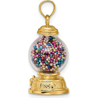 14K Yellow Gold 3D Gumball Machine Pendant with Moveable Multi-Colored Beads by Oro Pregiato