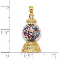 14K Yellow Gold 3D Gumball Machine Pendant with Moveable Multi-Colored Beads by Oro Pregiato