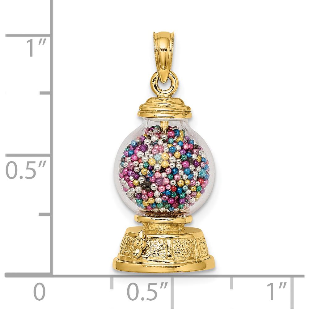 14K Yellow Gold 3D Gumball Machine Pendant with Moveable Multi-Colored Beads by Oro Pregiato