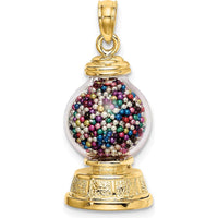 14K Yellow Gold 3D Gumball Machine Pendant with Moveable Multi-Colored Beads by Oro Pregiato