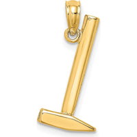 14K Yellow Gold 3D Hammer Charm - 18.9mm Length, Polished Finish by Oro Pregiato