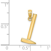 14K Yellow Gold 3D Hammer Charm - 18.9mm Length, Polished Finish by Oro Pregiato