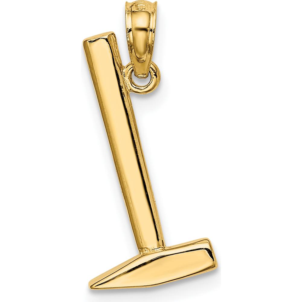 14K Yellow Gold 3D Hammer Charm - 18.9mm Length, Polished Finish by Oro Pregiato