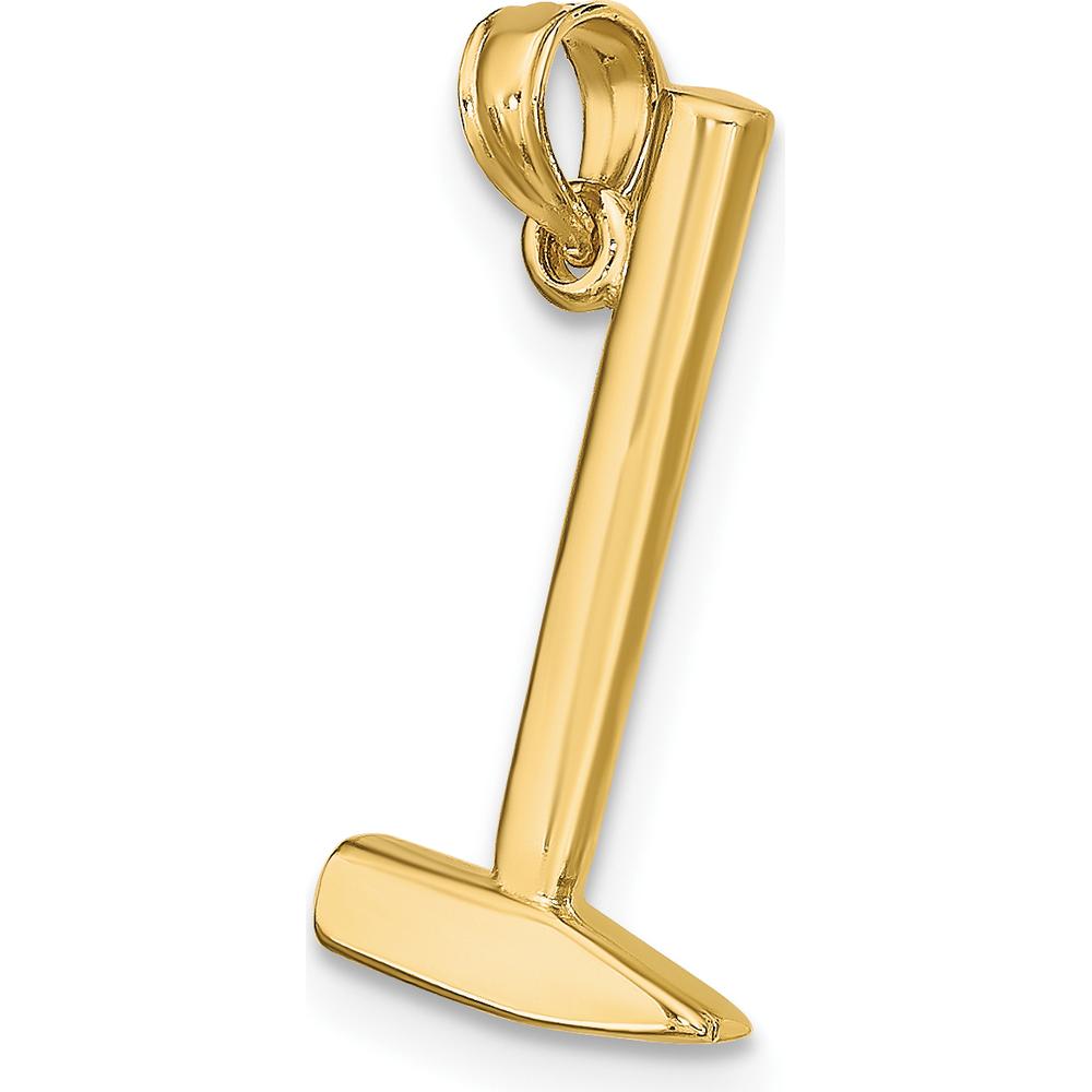 14K Yellow Gold 3D Hammer Charm - 18.9mm Length, Polished Finish by Oro Pregiato