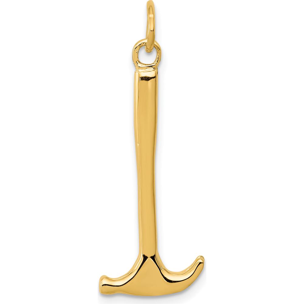 14K Yellow Gold 3D Hammer Charm Pendant - 30mm Length