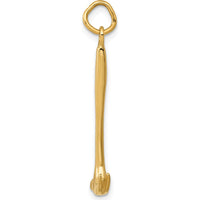 14K Yellow Gold 3D Hammer Charm Pendant - 30mm Length