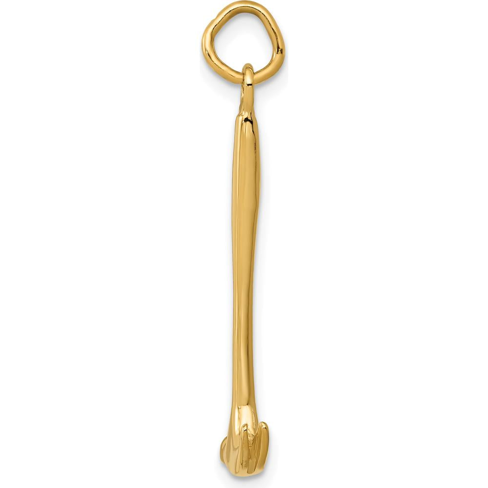 14K Yellow Gold 3D Hammer Charm Pendant - 30mm Length