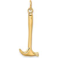 14K Yellow Gold 3D Hammer Charm Pendant - 30mm Length