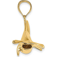 14K Yellow Gold 3D Hammerhead Shark Pendant with Polished Finish - Large Marine Motif Jewelry by Oro Pregiato