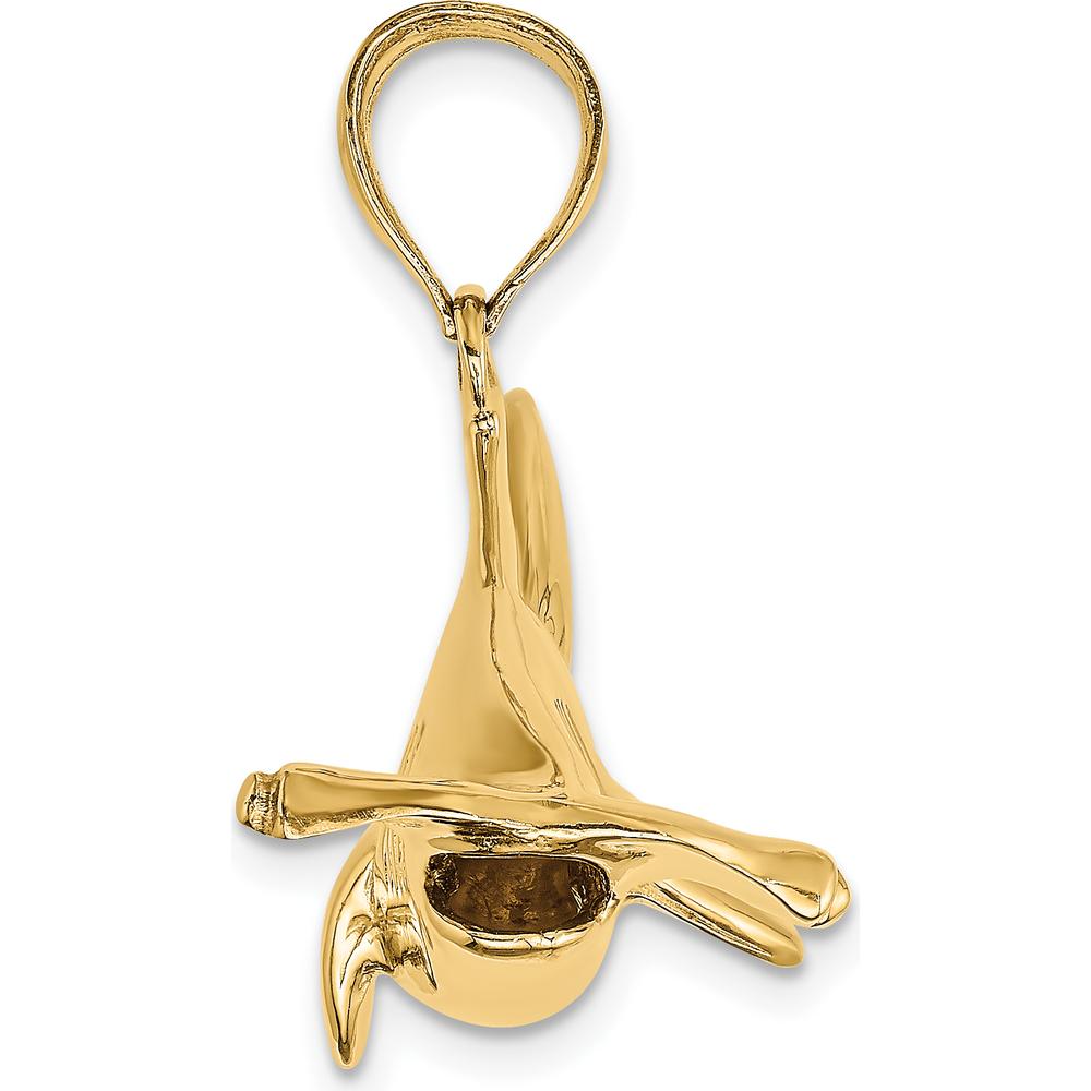 14K Yellow Gold 3D Hammerhead Shark Pendant with Polished Finish - Large Marine Motif Jewelry by Oro Pregiato