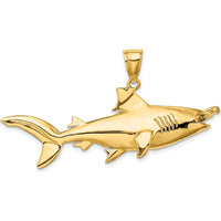 14K Yellow Gold 3D Hammerhead Shark Pendant with Polished Finish - Large Marine Motif Jewelry by Oro Pregiato