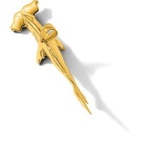 14K Yellow Gold 3D Hammerhead Shark Pendant with Polished Finish - Large Marine Motif Jewelry by Oro Pregiato