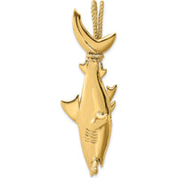 14K Yellow Gold 3D Hammerhead Shark Pendant with Twisted Rope Bail by Oro Pregiato