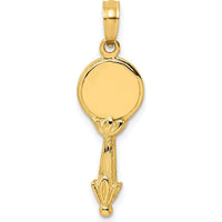 14K Yellow Gold 3D Hand Mirror Charm with Textured Design by Oro Pregiato