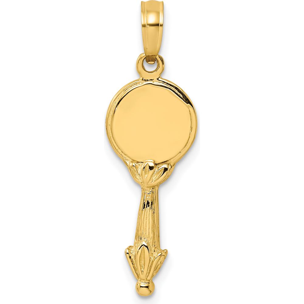 14K Yellow Gold 3D Hand Mirror Charm with Textured Design by Oro Pregiato