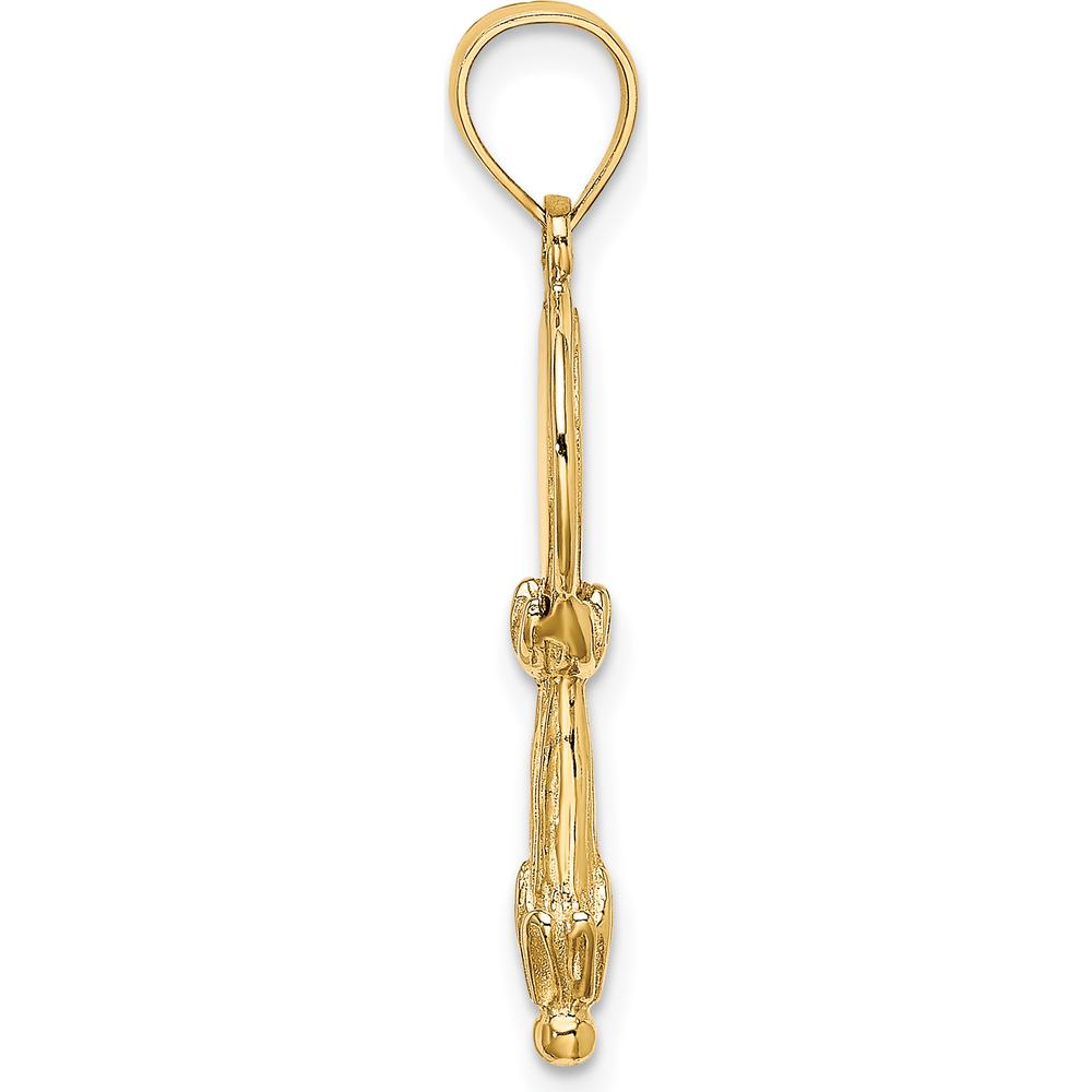 14K Yellow Gold 3D Hand Mirror Charm with Textured Design by Oro Pregiato