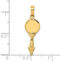 14K Yellow Gold 3D Hand Mirror Charm with Textured Design by Oro Pregiato