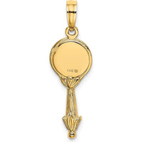 14K Yellow Gold 3D Hand Mirror Charm with Textured Design by Oro Pregiato
