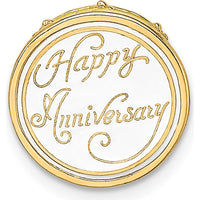 14K Yellow Gold 3D Happy Anniversary Cake Charm with Yellow and Pink Enamel Details by Oro Pregiato
