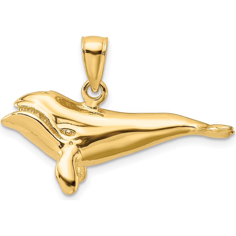 14K Yellow Gold 3D High Polished Bowhead Whale Charm by Oro Pregiato