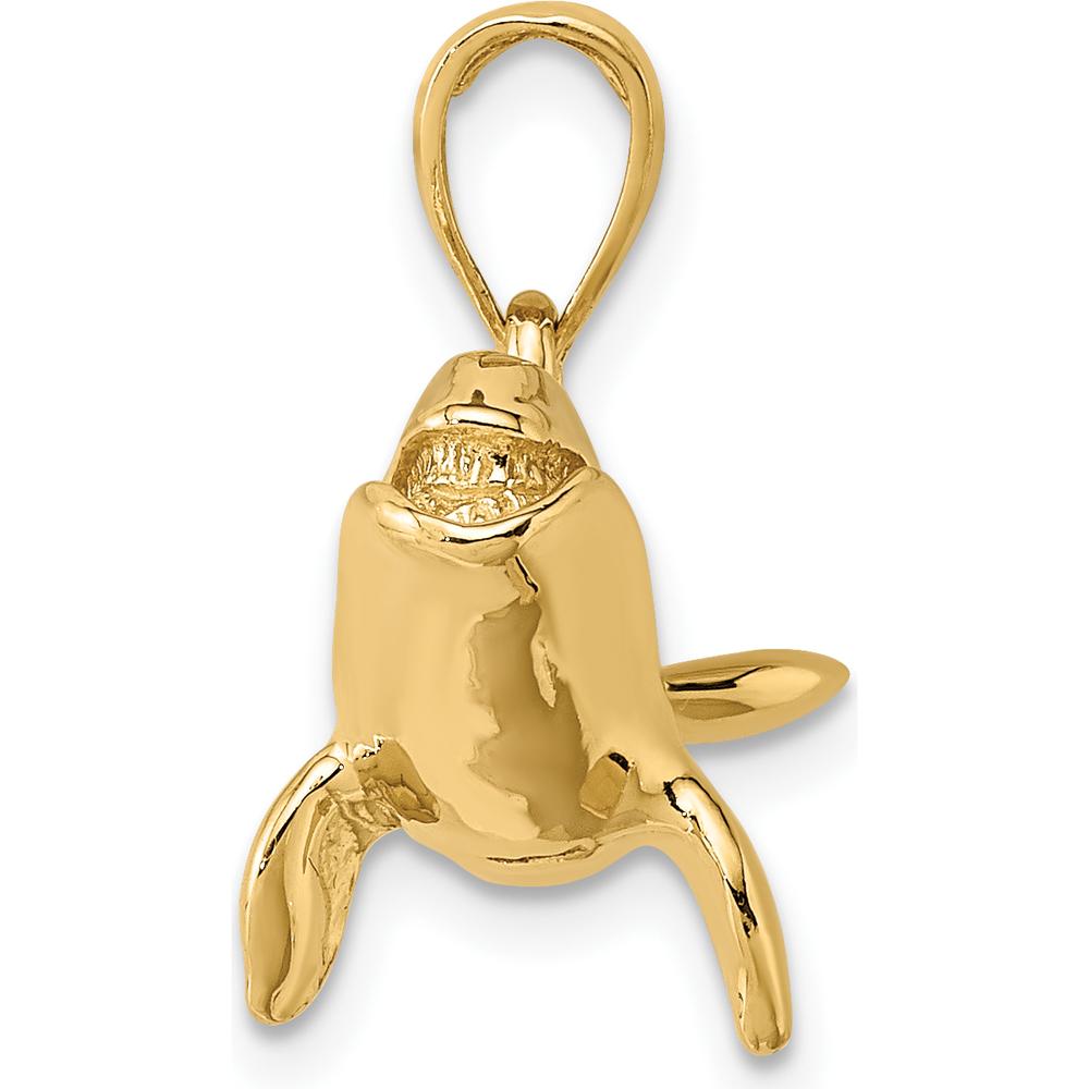 14K Yellow Gold 3D High Polished Bowhead Whale Charm by Oro Pregiato