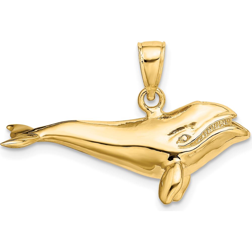 14K Yellow Gold 3D High Polished Bowhead Whale Charm by Oro Pregiato