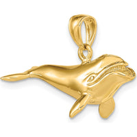 14K Yellow Gold 3D High Polished Bowhead Whale Charm by Oro Pregiato