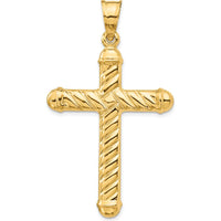 14K Yellow Gold 3D Hollow Cross Pendant - 54mm Length by Oro Pregiato