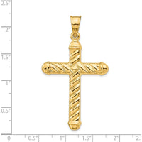 14K Yellow Gold 3D Hollow Cross Pendant - 54mm Length by Oro Pregiato