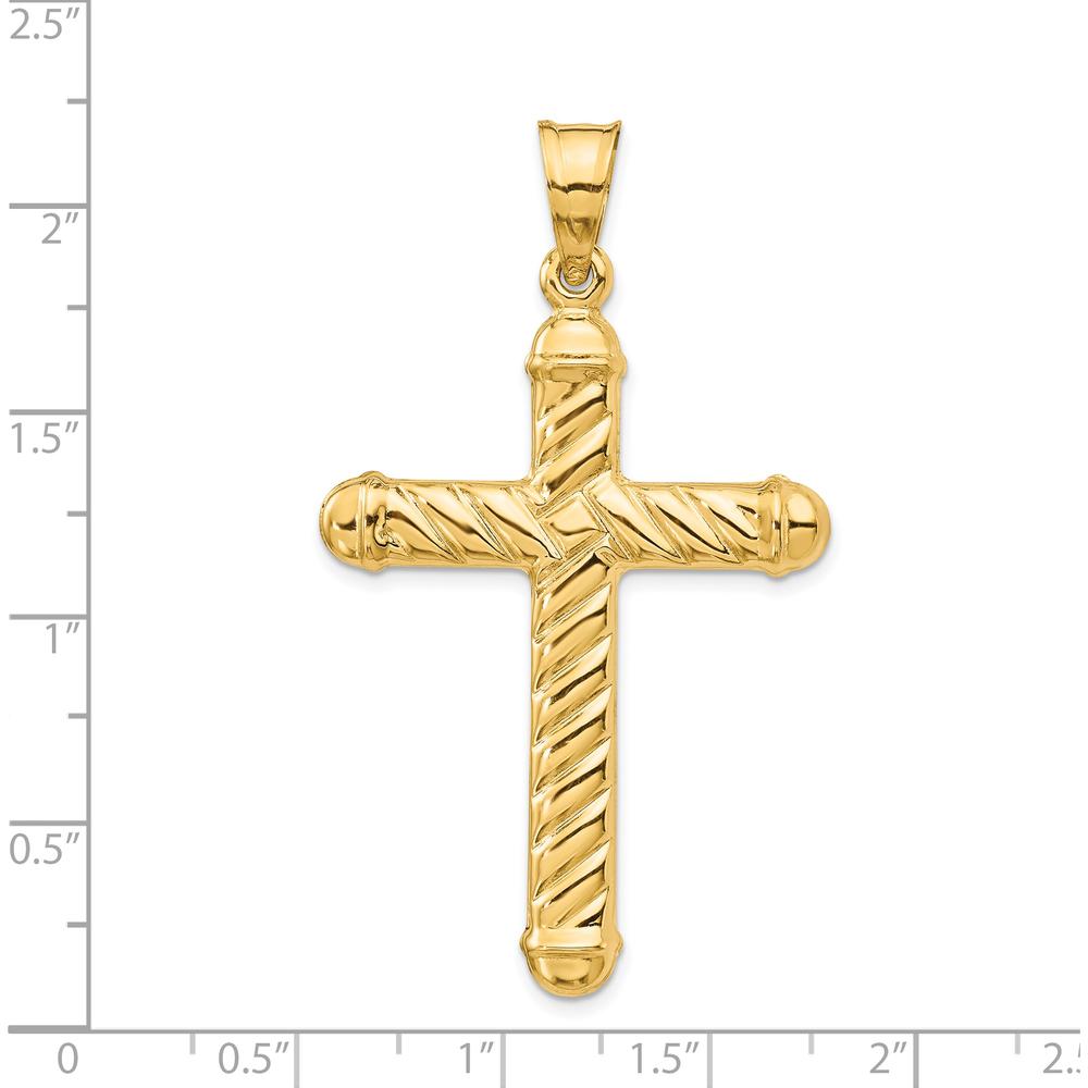 14K Yellow Gold 3D Hollow Cross Pendant - 54mm Length by Oro Pregiato