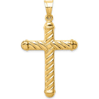 14K Yellow Gold 3D Hollow Cross Pendant - 54mm Length by Oro Pregiato