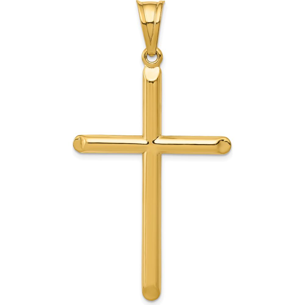 14K Yellow Gold 3D Hollow Cross Pendant - 56mm Length, 30mm Width by Oro Pregiato