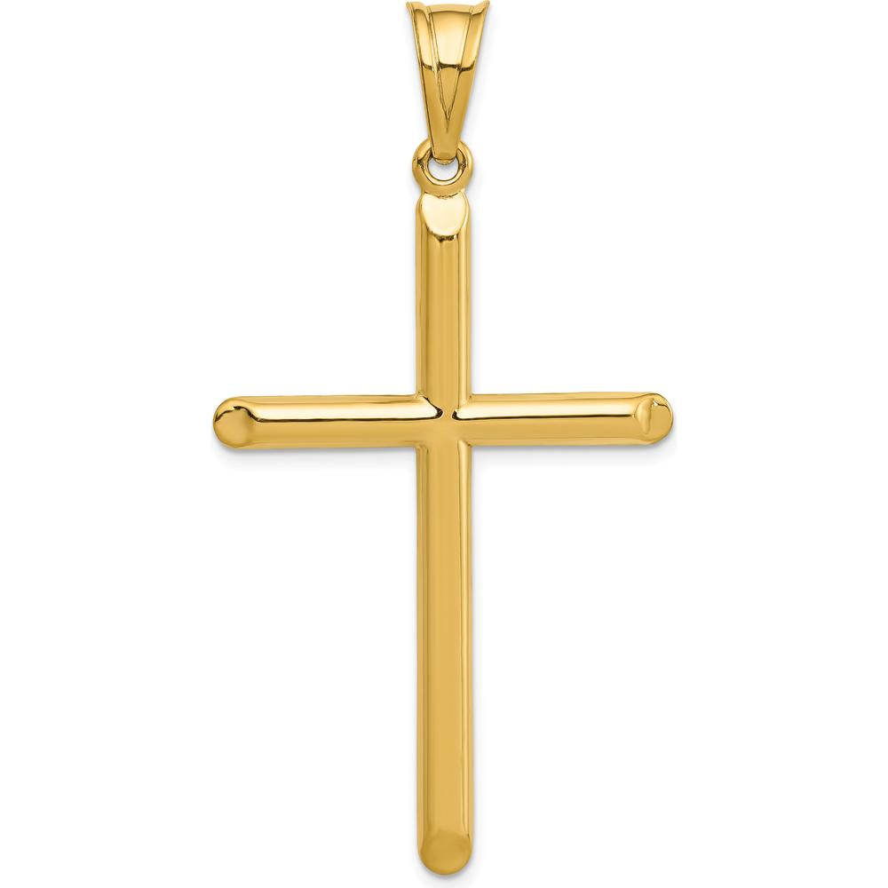 14K Yellow Gold 3D Hollow Cross Pendant - 56mm Length, 30mm Width by Oro Pregiato