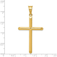 14K Yellow Gold 3D Hollow Cross Pendant - 56mm Length, 30mm Width by Oro Pregiato