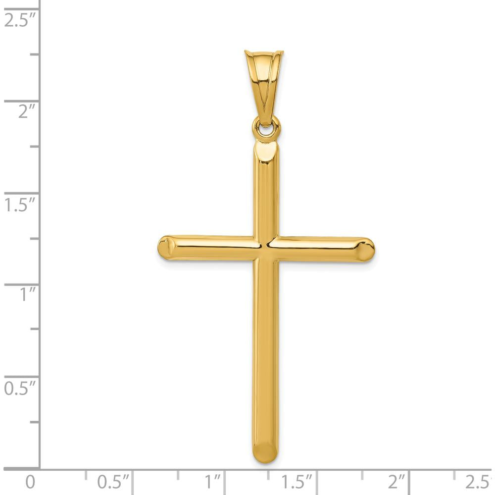14K Yellow Gold 3D Hollow Cross Pendant - 56mm Length, 30mm Width by Oro Pregiato