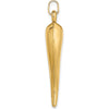 14K Yellow Gold 3D Hollow Italian Horn Pendant Charm - 33mm Length by Oro Pregiato