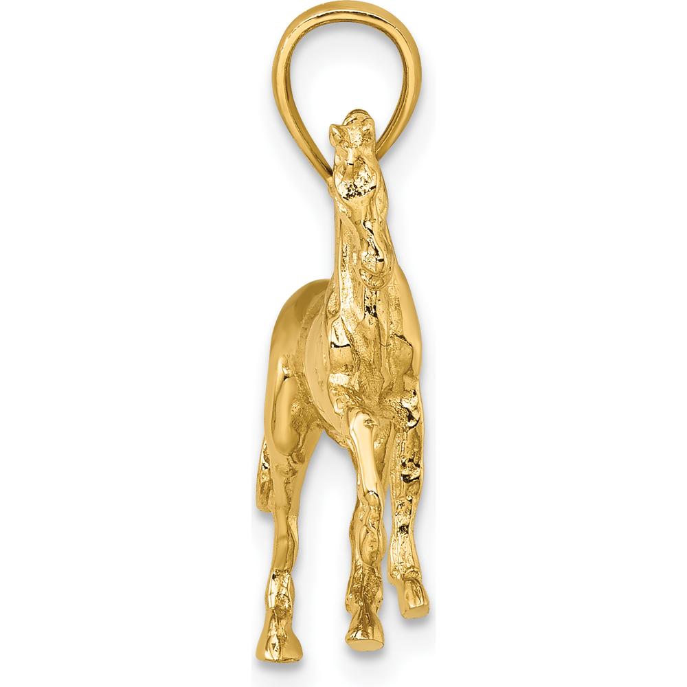 14K Yellow Gold 3D Horse Charm Pendant - 23.95mm Length, Polished Finish by Oro Pregiato