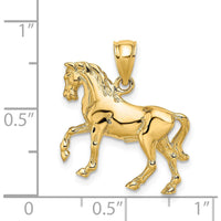 14K Yellow Gold 3D Horse Charm Pendant - 23.95mm Length, Polished Finish by Oro Pregiato